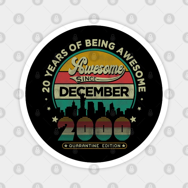 Vintage Born December 2000 20th Birthday 20 Years Old Gifts Magnet by ruffianlouse